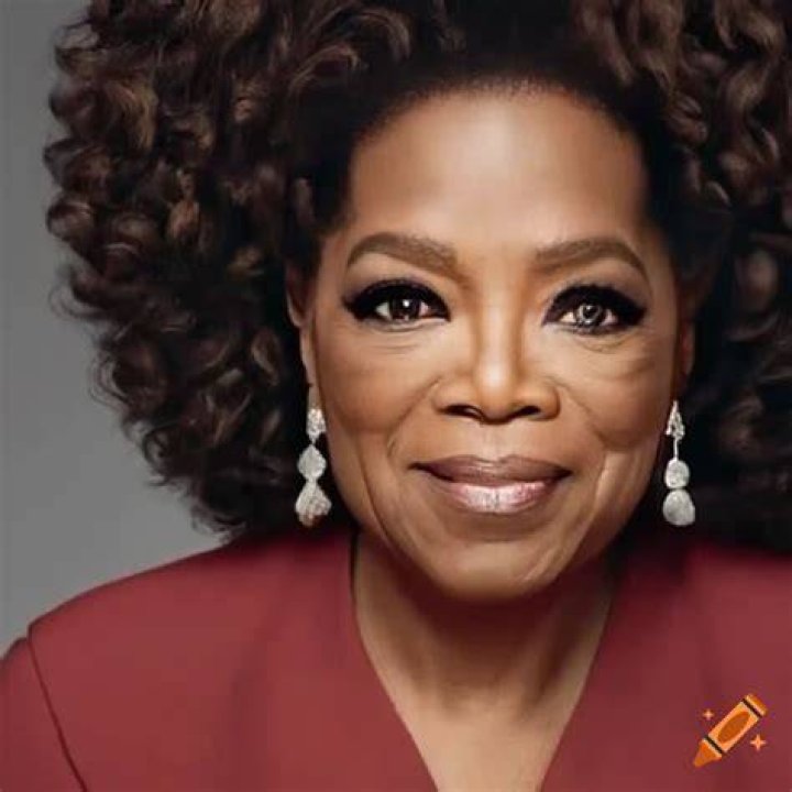 A close up of Oprah Winfrey with short hair smiling on her talk show in the '90s.