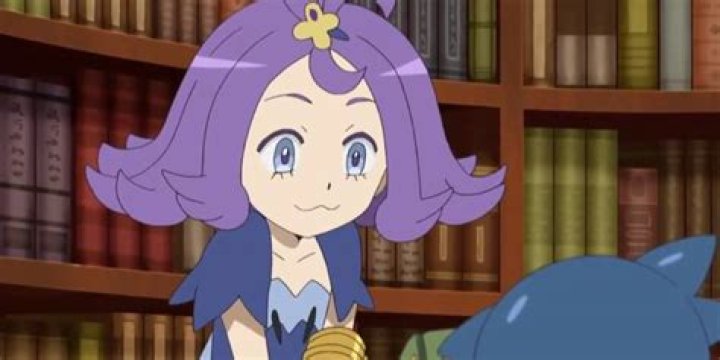 Acerola smiling at the library in the Pok&eacute;mon Sun & Moon anime