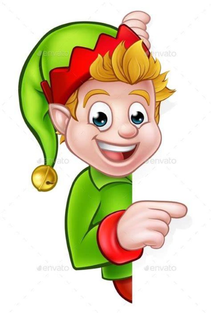 An elf pointing at the code of the elves on a blackboard in Elf