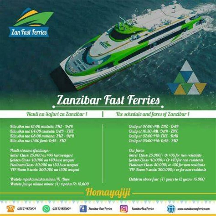 Azam Ferry Ticket Prices (Nauli Za Boat Boti Zanzibar)