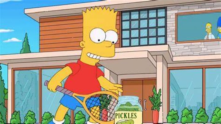 Bart plays tennis with pickles in The Simpsons season 34