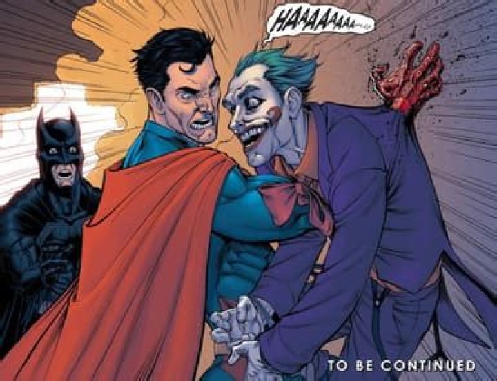 Batman strangling the Joker on a comic cover.