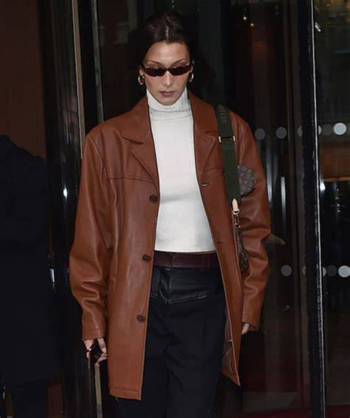 Bella hadid leather trench and pants