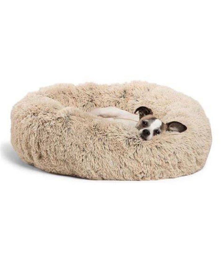 Best Friends by Sheri Calming Shag Fur Donut Cuddler Cat Bed