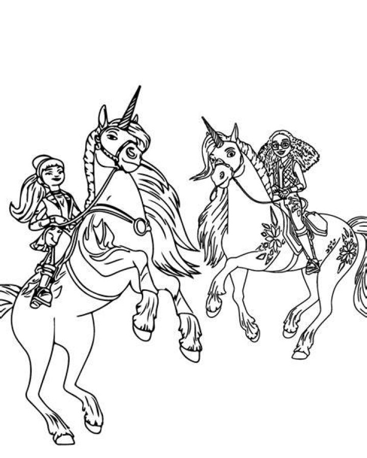 characters riding unicorn while screaming
