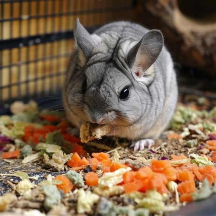Chinchilla eating cereal flakes