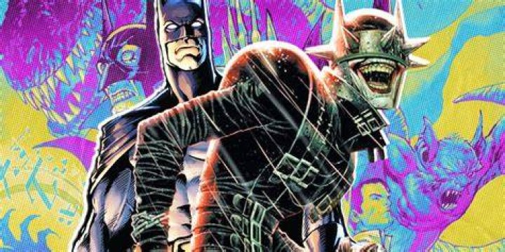 combined images of the Batman villains Scarecrow, Poison Ivy. Bane, and The Batman Who Laughs