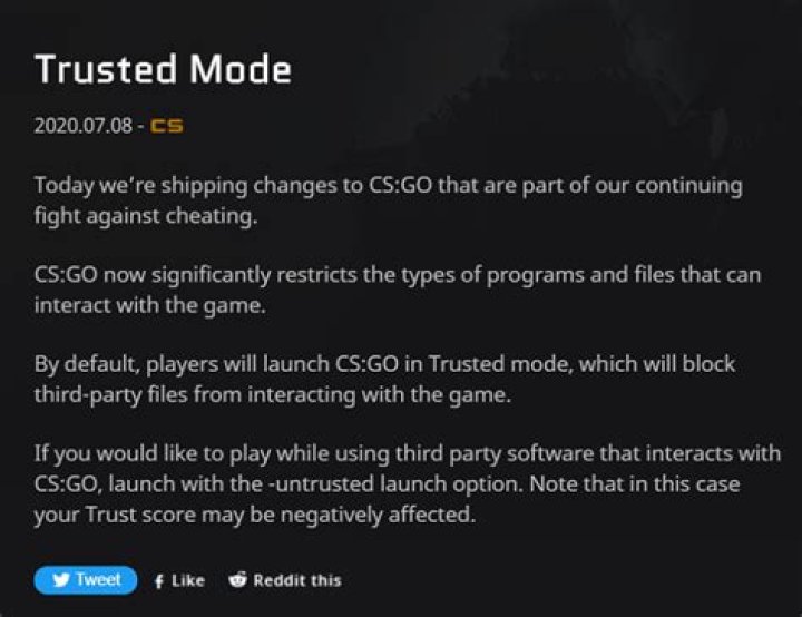 CS:GO trusted mode how to enable third-party software