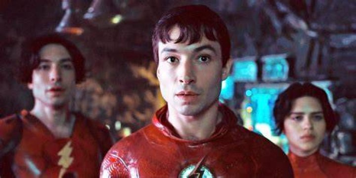 Ezra Miller as Barry Allen Looking Up in The Flash Movie