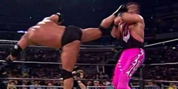 Goldberg Kicks Bret In The Head 