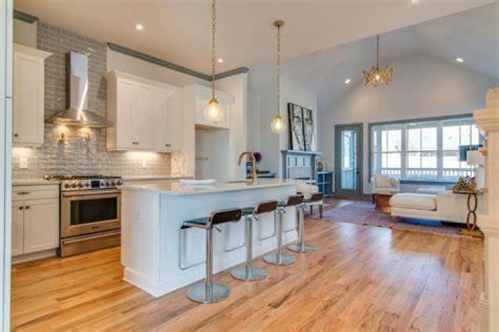 Great Room with open kitchen and Hudson River views