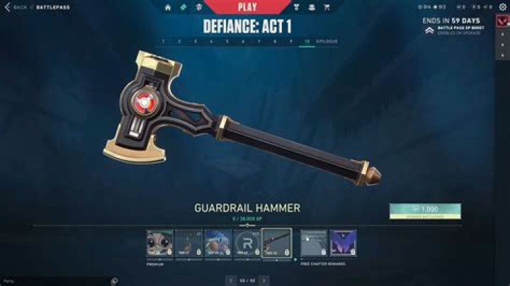 Guardrail Hammer Melee In Valorant Episode 8 Act 1 Battle Pass.