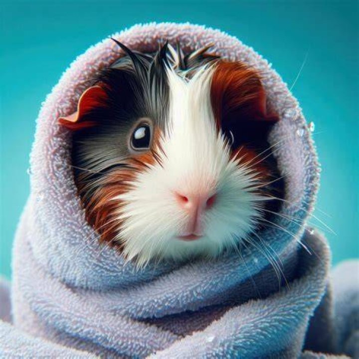 guinea pig wrapped in towel