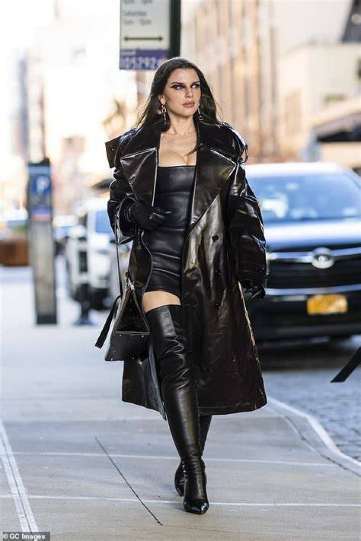 Julia fox in mini leather outfit