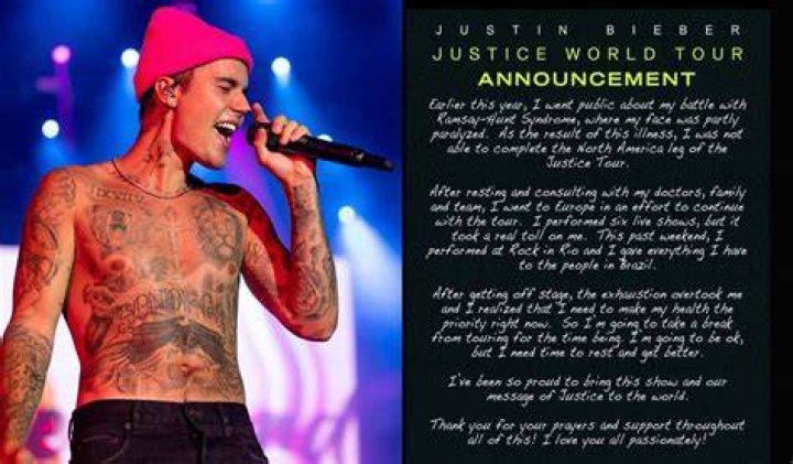 Justin Bieber suspends world tour due to health issues