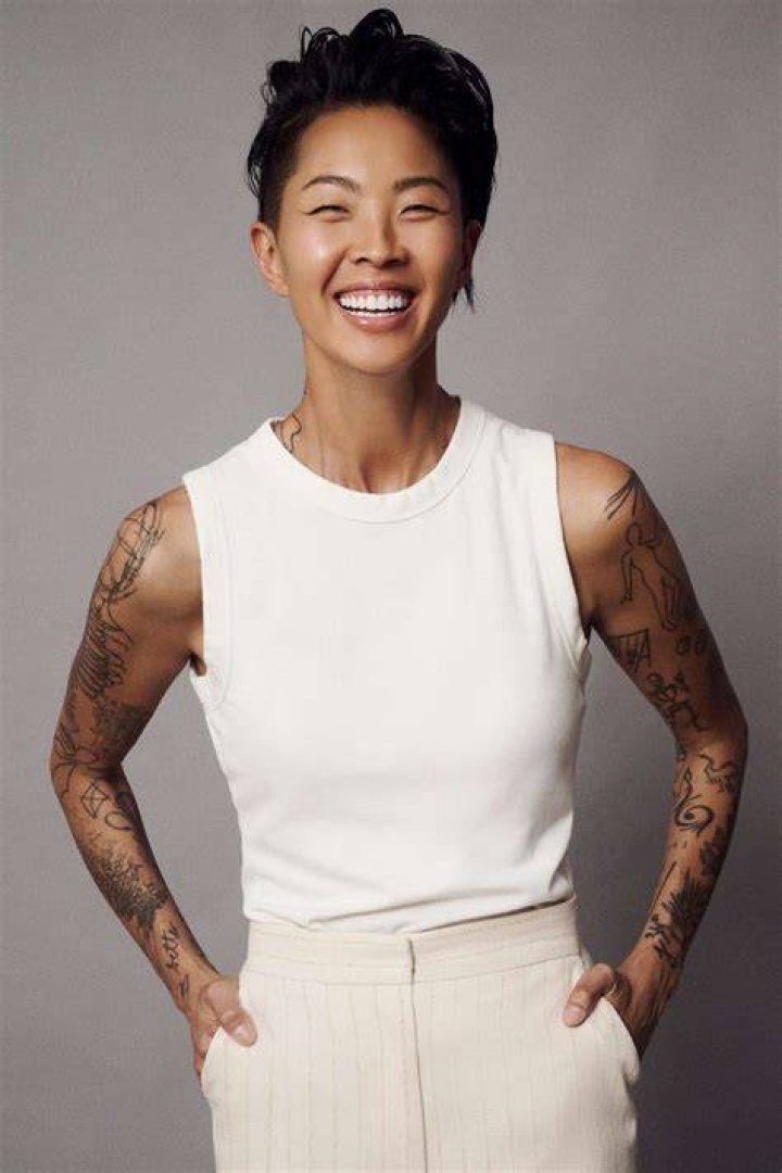 Kristen Kish in the kitchen/Brooke Williamson sitting down/Michael Voltaggio cooking