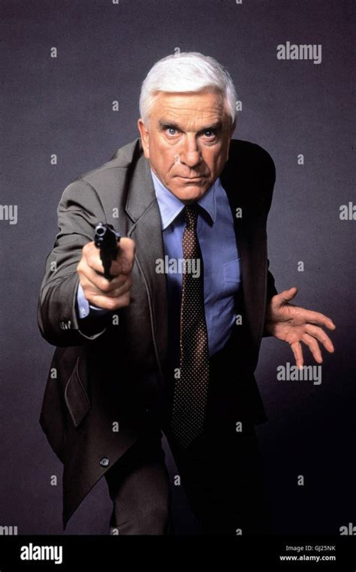 Leslie Nielsen as Frank Drebin in The Naked Gun