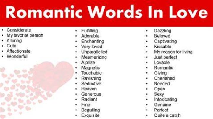 List of 100+ Romantic Words In Love GrammarVocab