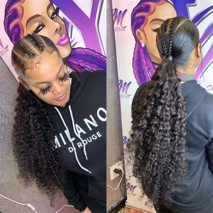 Low Feed in Ponytail😍 feedins feedinbraids feedincornrows 