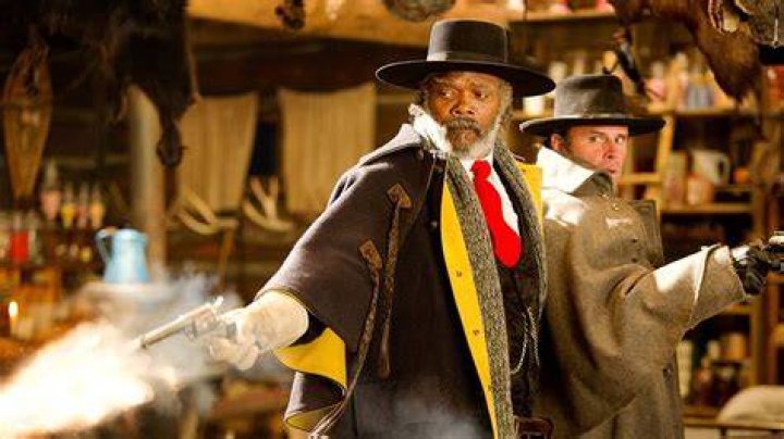 Mannix and Warren shooting their guns in The Hateful Eight