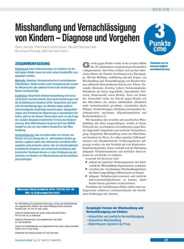 Mediziner Seelische Misshandlung von Kindern durch den Kontaktverlust