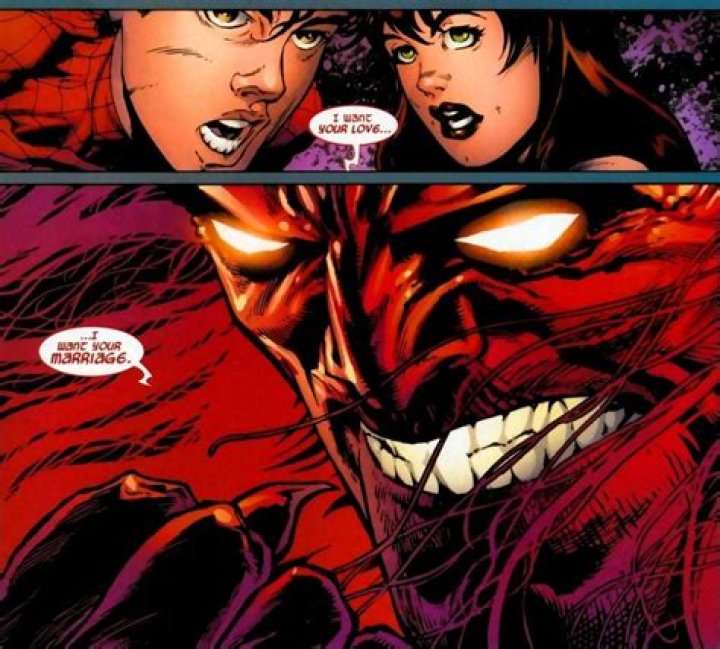 Mephisto breaks up Peter Parker and Mary Jane.