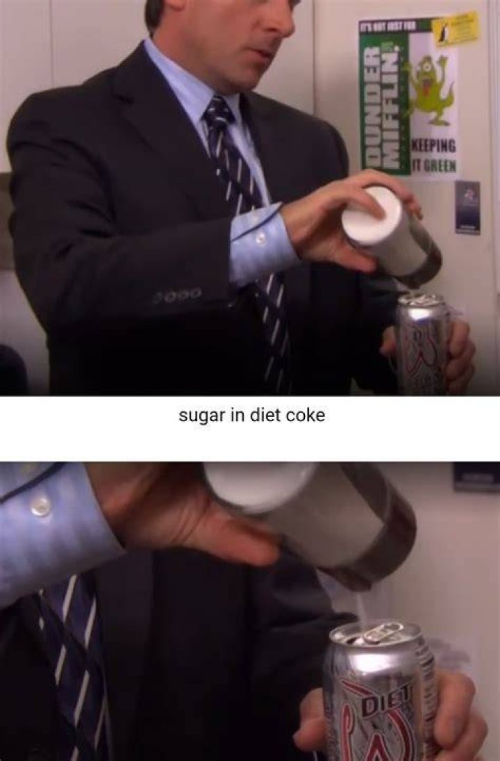 Michael pours sugar into diet coke