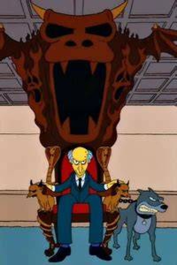 Mr Burns in a chair with a drink in The Simpsons