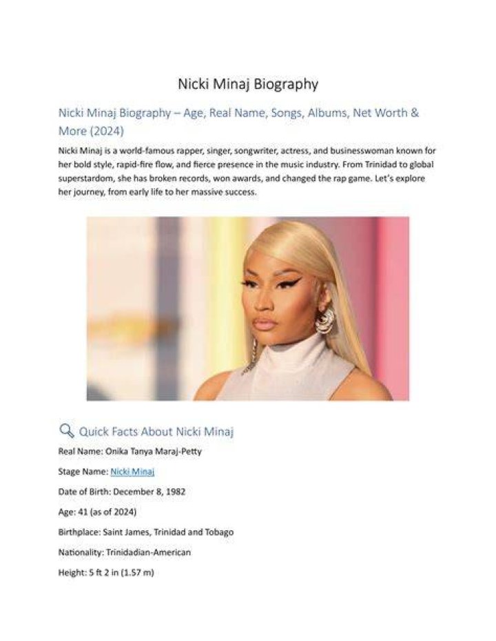 Nicki Minaj Biography and Origins