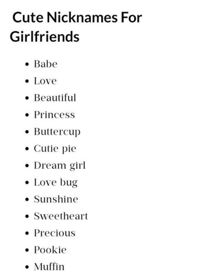 Nicknames, girlfriend Cute nicknames for girlfriend, Cute names for