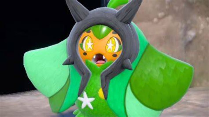 Ogerpon from Pok&eacute;mon Scarlet and Violet wearing its blue Wellspring Mask.