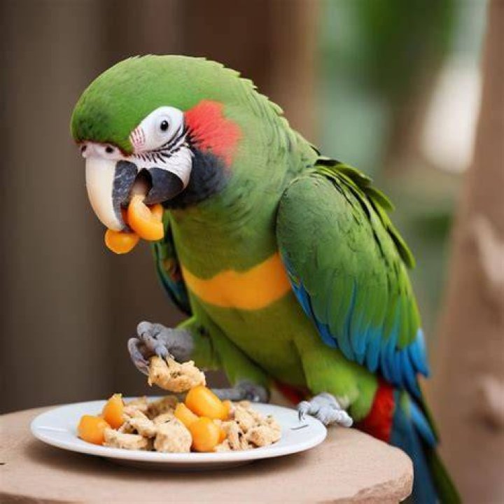 parrots eating food