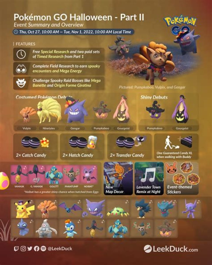 Part 2 of Pokémon GO's Halloween 2022 event to run from Oct 27th to Nov 1st