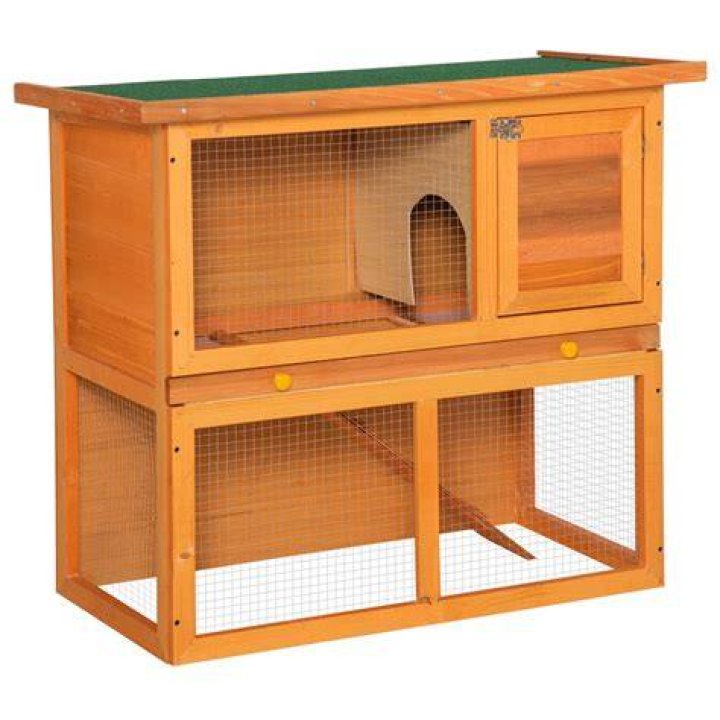 PawHut 2-Tier Wooden Rabbit Hutch