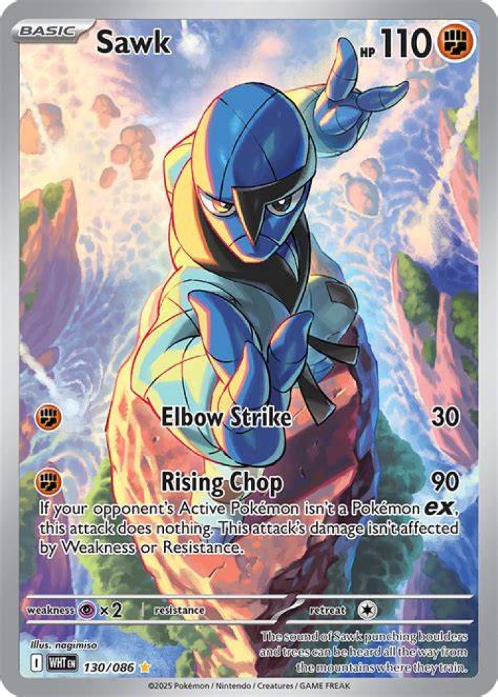 Sawk from Pokemon lunging across the floor to attack