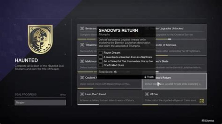 shadow return triumph destiny 2