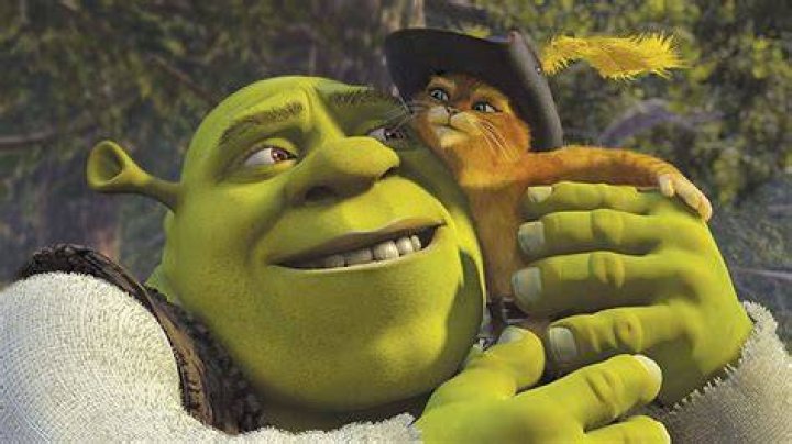 Shrek holds Puss in Boots next to an image of Po posing, next to an image of a chipmunk from Chip &lsquo;n Dale riding a My Little Pony