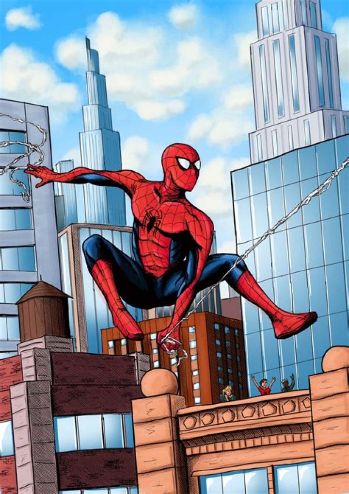 Spider-Man swinging in the city