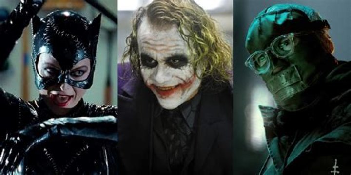 Split image of Catwoman, Joker and The Riddler from Batman movies