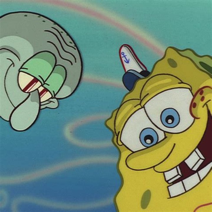 Squidward looking at SpongeBob.
