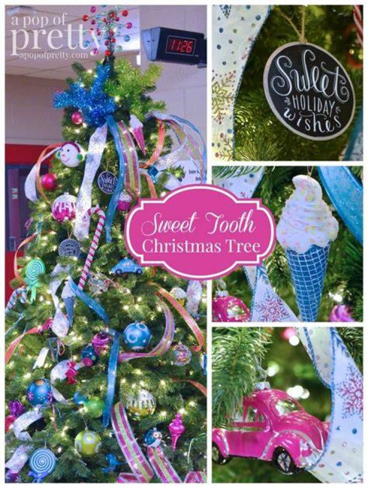 Sweet Tooth Theme Christmas Tree (Bright pink, blue, green) A Pop of