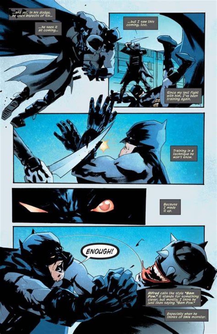 The Batman Who Laughs fighting Batman while laughing in The Batman Who Laughs #7 The Last Laugh