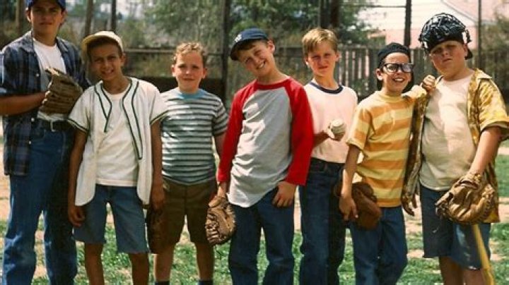 The Sandlot kids ready to play baseball.