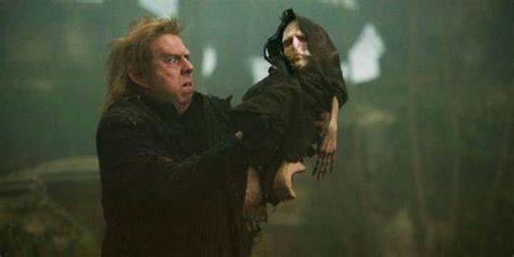 Wormtail holds Lord Voldemort in his baby form in Goblet Of Fire.